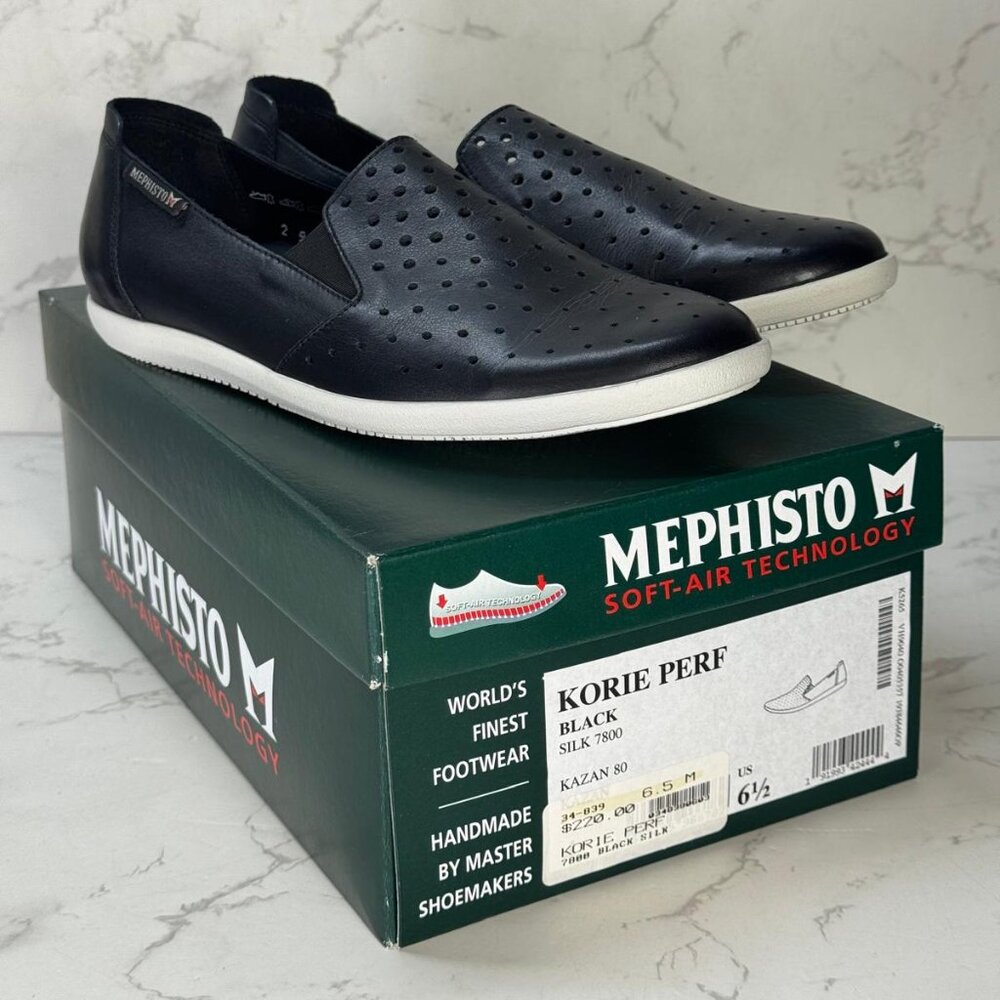 Mephisto Korie Perf Women's Slip-On Flat Black Shoes Size 6.5